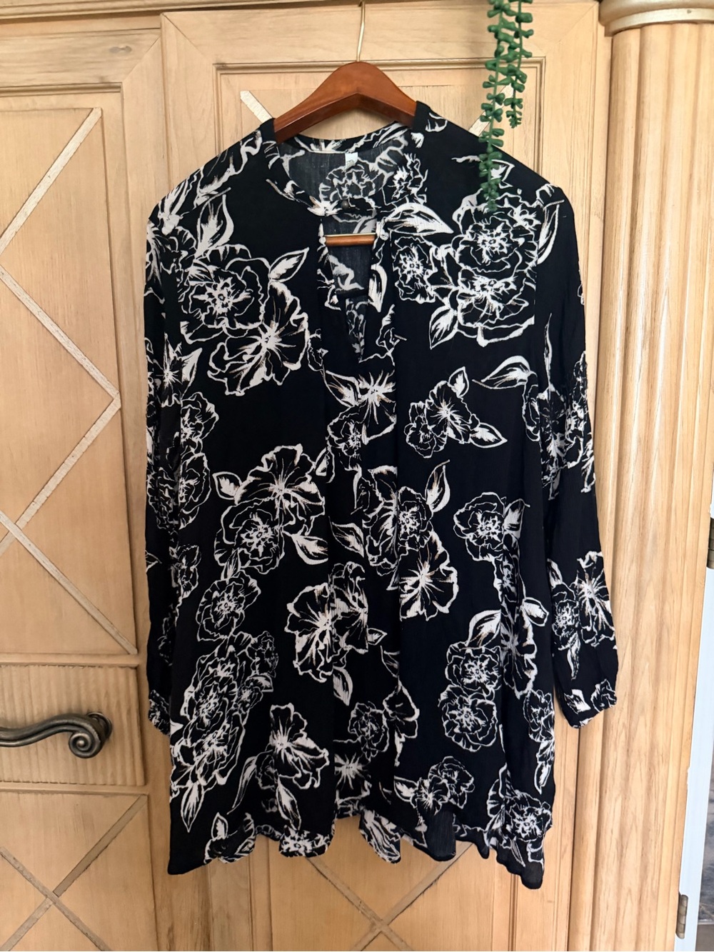 Free People Black and White Floral Snap Out Of It Swing Tunic/ Mini Dress - S/P